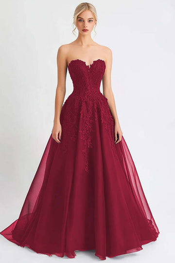 Rdza Tiulowe Kształcie Litery A Długa Sukienki Wieczorowe z Koronki